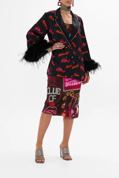 Camilla Flared Sleeve Double Breasted Jacket Electric Loveland In Black/red
