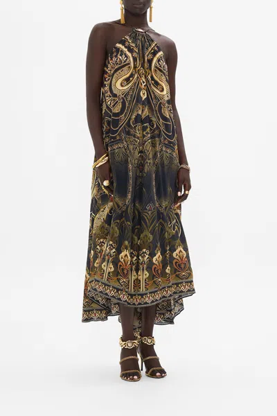 Camilla Gather Neck Hardware Maxi Dress Nouveau Noir In Black