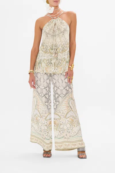Camilla Gather Neck Hardware Top Ivory Tower Tales In Beige/green