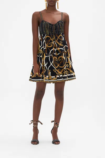Camilla Gathered Bust Tiered Mini Dress Coast To Coast In Black