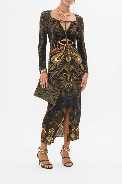 Camilla Gathered Cut Out Jersey Dress Nouveau Noir In Black