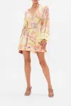 Camilla Gathered Kimono Mini Dress Cosmic Tuscan In Green