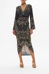 Camilla Gathered V Neck Jersey Dress Dance With The Duke In Navy