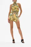 Camilla Floral Linen Halter Tie-back Top