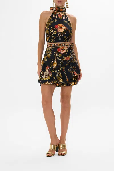 Camilla Halter Tie Back Top Stitched In Time In Black