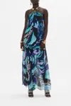 Camilla Halter Top With Hardware Vividly Venice In Blue/navy