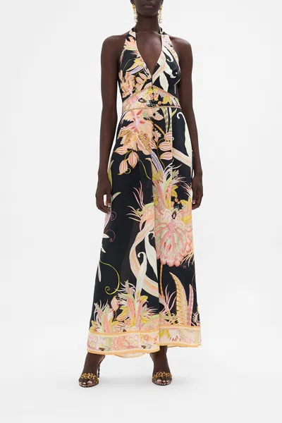 Camilla Halterneck Jumpsuit With Tie Neck Lady Of The Moon In Black