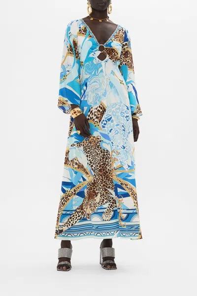 Camilla Hardware Bias Dress Sky Cheetah In Blue