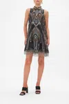 Camilla High Collar Shift Dress Chaos In The Cosmos In Black