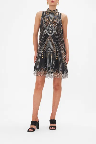 Camilla High Collar Shift Dress Chaos In The Cosmos In Black