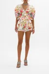 Camilla Sew Yesterday Floral Lace-trimmed Linen Shorts In White