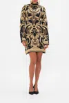 Camilla Jacquard Turtle Neck Short Knit Dress Magic In The Manuscripts In Black