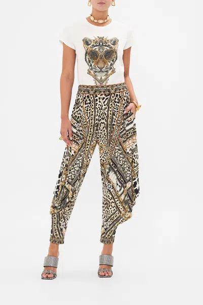 Camilla Jersey Drape Pant With Pocket Mosaic Muse In Beige/brown/grey