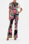 Camilla Jersey Flare Pant Printed Prima Vera In Black