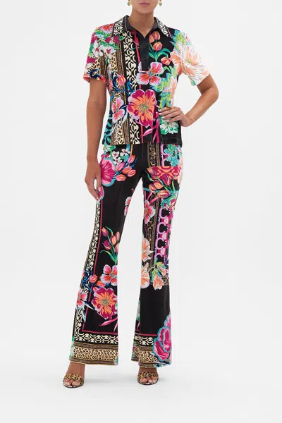 Camilla Jersey Flare Pant Printed Prima Vera In Black