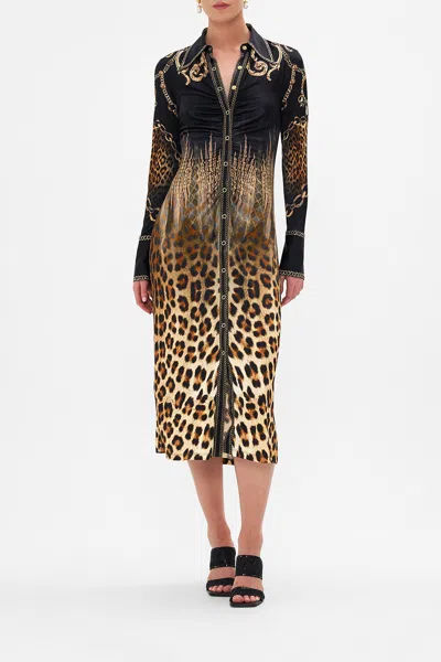 Camilla Jersey Midi Shirt Dress Jungle Dreaming In Black