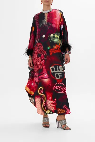Camilla Kaftan With High Collar Stand Electric Loveland In Black