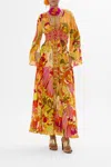 Camilla Kimono Sleeve Dress With Shirring Detail The Flower Child Society In Orange