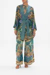 Camilla Kimono With Tie Belt Fan Dance In Green