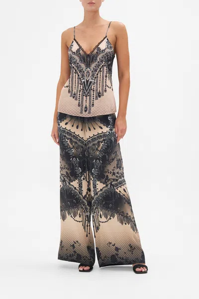Camilla Lace Trim Cami Curtain Call Chaos In Black/grey