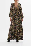 Camilla Lantern Sleeve Dress Told In The Tapestry In Black