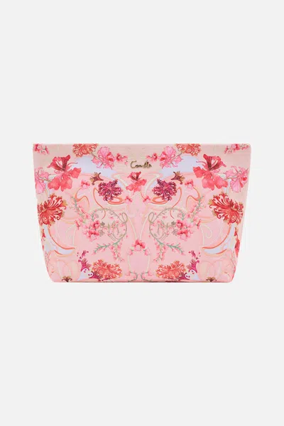 Camilla Large Makeup Clutch Blossoms And Brushstrokes In Pink