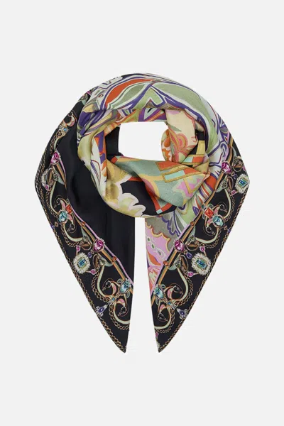 Camilla Large Square Scarf Club Cinemania In Black