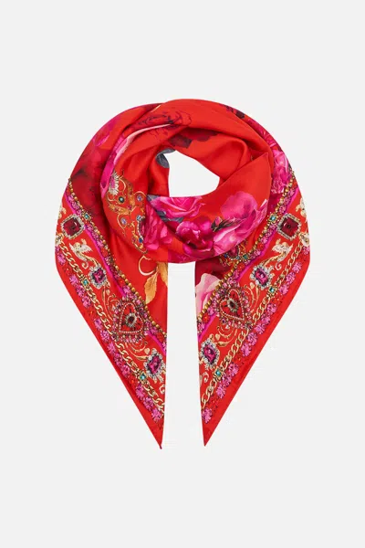 Camilla Large Square Scarf Italian Rosa In Red