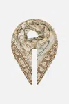 Camilla Large Square Scarf Ivory Tower Tales In Beige/green