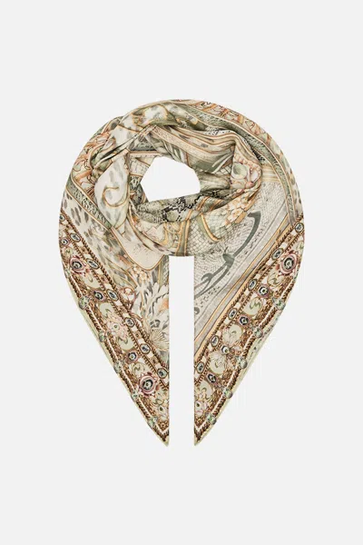 Camilla Large Square Scarf Ivory Tower Tales In Burgundy