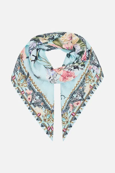 Camilla Large Square Scarf Petal Promise Land In Blue