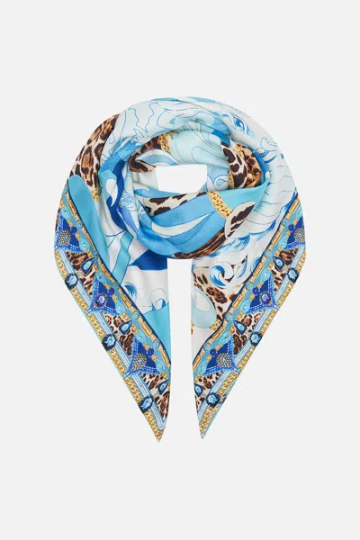 Camilla Large Square Scarf Sky Cheetah In Blue
