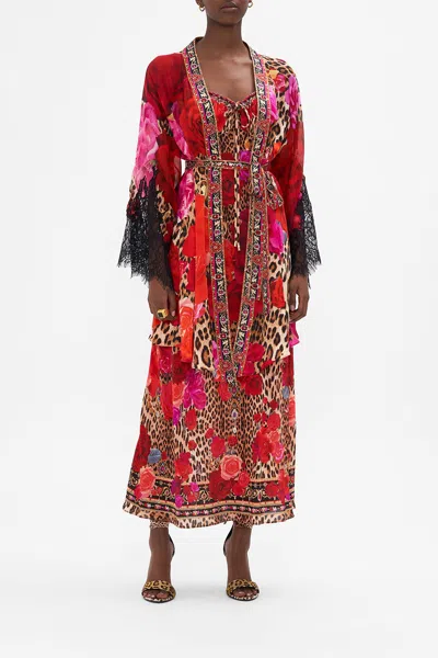 Camilla Layer With Lace Contrast Sleeves Heart Like A Wildflower In Red