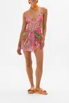 Camilla Layered Short Sarong With Tie Front Windmills And Wildflowers