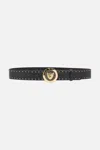 Camilla Leopard Button Belt Solid Black In Black