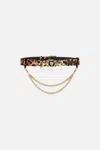 Camilla Leopard Button Belt With Chains Leopard Print