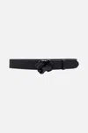Camilla Leopard Head Buckle Belt Solid Black In Black