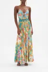 Camilla Sail Away With Me Print Silk Maxi Dress In Blue/green