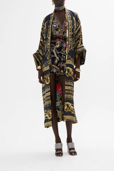 Camilla Long Line Reversible Robe Happily Ever After In Black