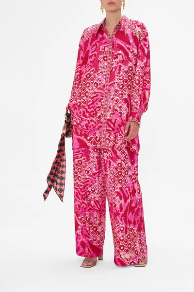 Camilla Long Line Shirt With Yoke And Button Detail Song Of Sacrifice In Pink