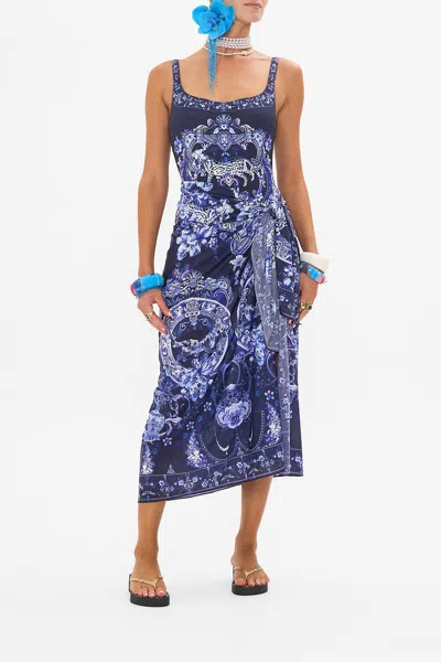 Camilla Long Sarong Delft Dynasty In Navy