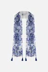 Camilla Long Scarf Glaze And Graze In Blue/white