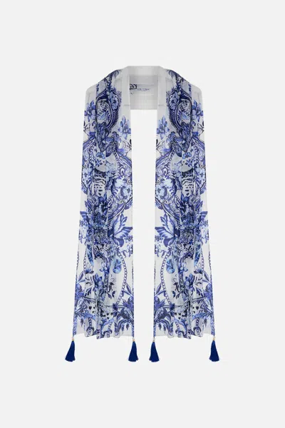 Camilla Long Scarf Glaze And Graze In Blue/white