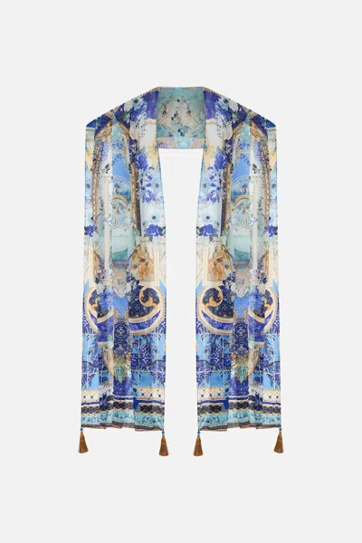 Camilla Long Scarf Views Of Vesuvius In Blue