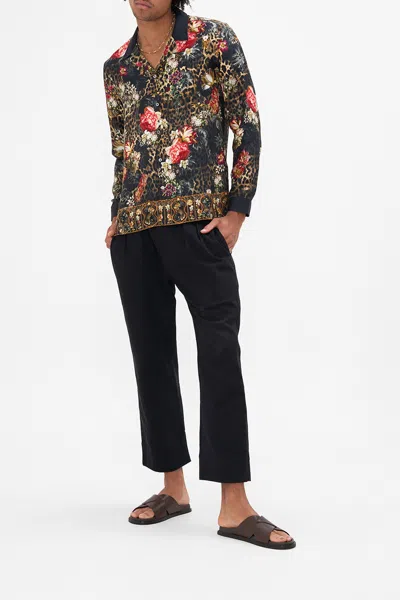 Camilla Long Sleeve Camp Collared Shirt A Night At The Opera In Black