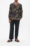 Camilla Long Sleeve Camp Collared Shirt Jungle Dreaming In Black