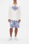 Camilla Long Sleeve Hidden Placket Shirt Glaze And Graze In Blue/white