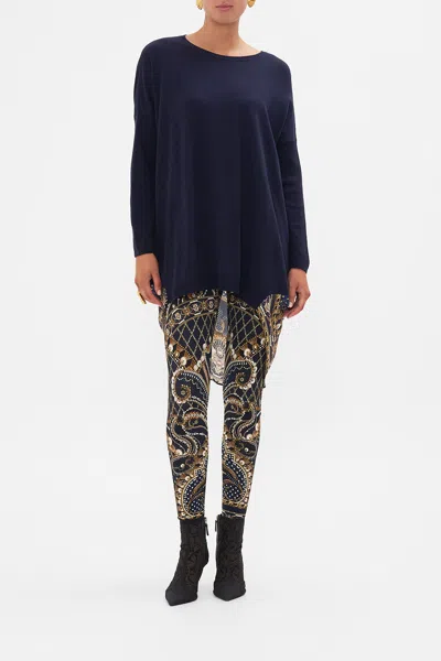 Camilla Long Sleeve Jumper With Print Back Dance With The Duke In Blue