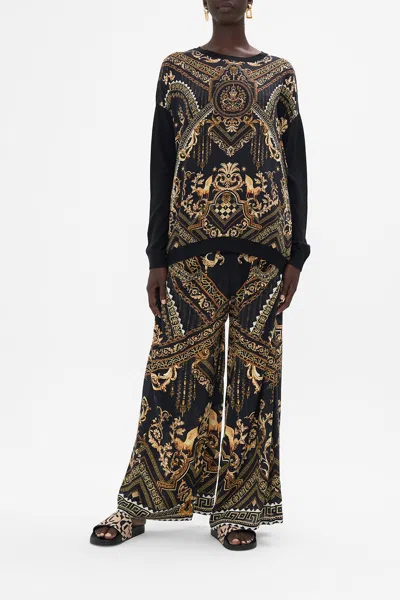 Camilla Long Sleeve Jumper With Print Front Duomo Dynasty In Black