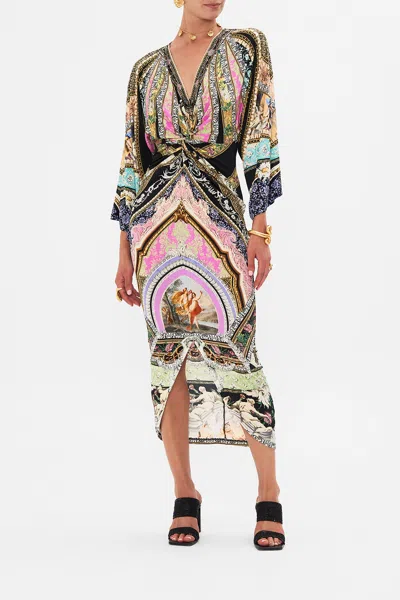 Camilla Long Split Front Twist Dress Florence Field Day In Black